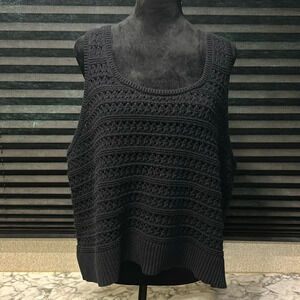 Old Navy Women’s Black Cropped Open Knit Sweater Cotton Tank Top 3X‎